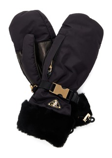 Prada - Shearling-Lined Nylon Gloves - Black - 6 - Moda Operandi