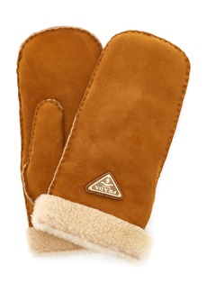 Prada - Shearling Mittens - Brown - 6 - Moda Operandi