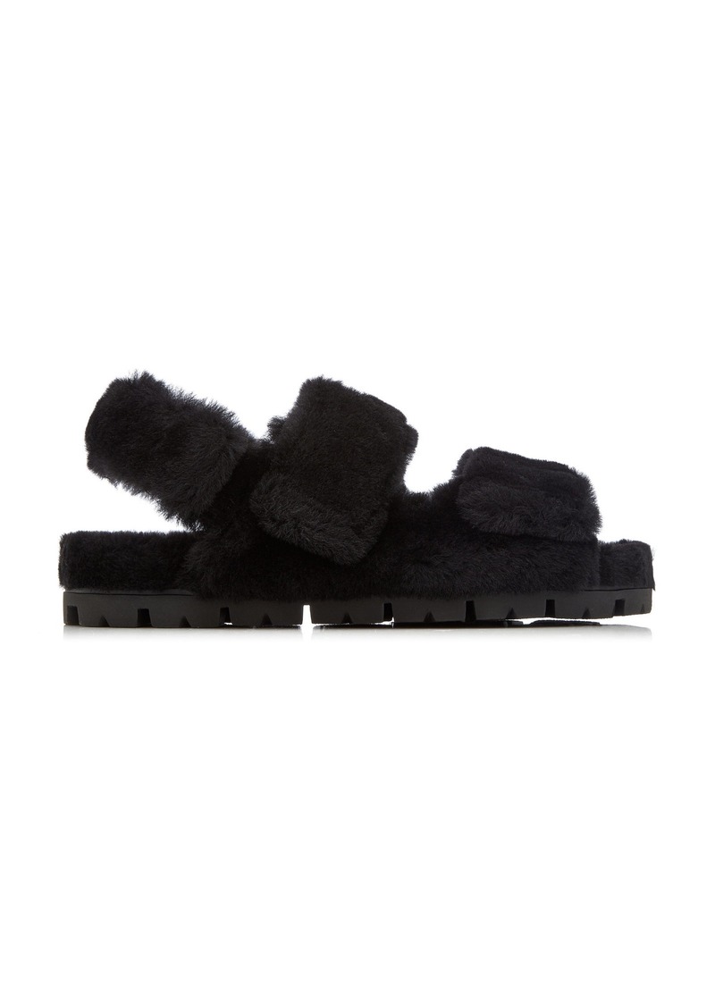 Prada - Shearling Sandals - Black - IT 37 - Moda Operandi