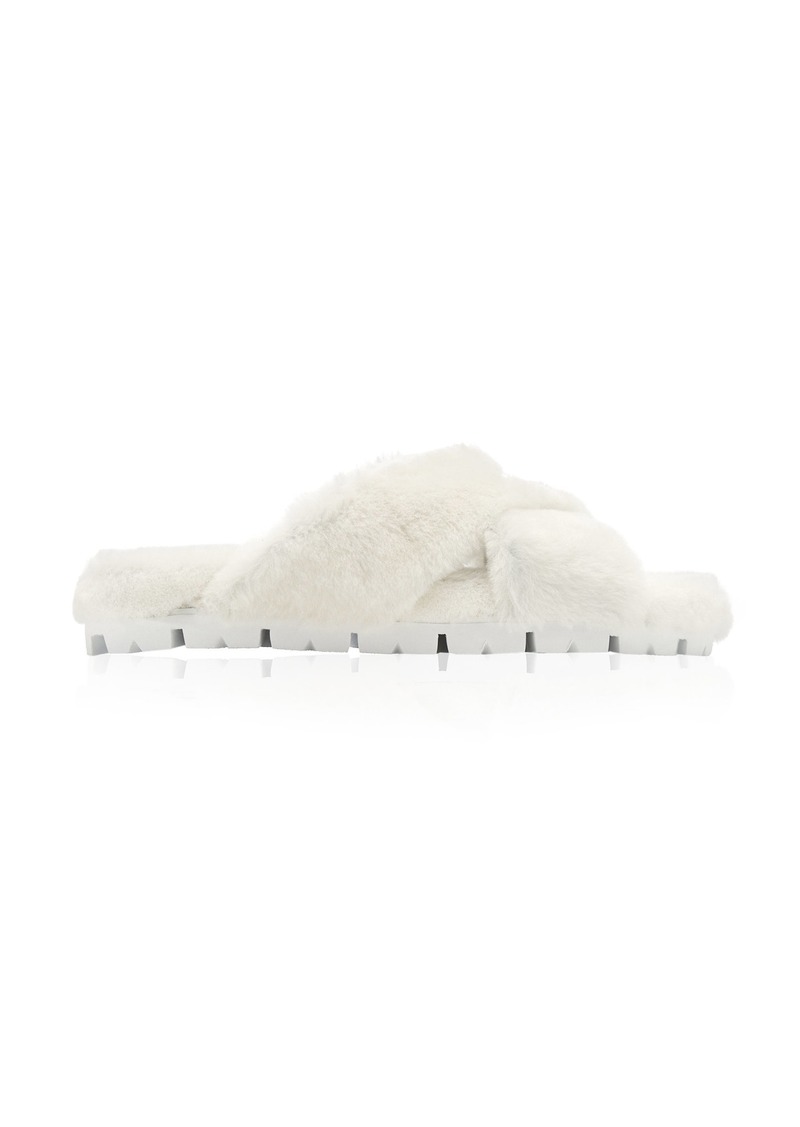 Prada - Shearling Sandals - White - IT 39 - Moda Operandi