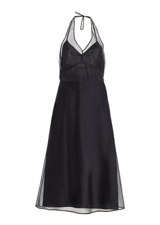 Prada - Silk Organza Halter Midi Dress - Black - IT 42 - Moda Operandi