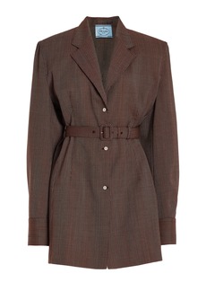 Prada - Single-Breasted Pinstriped Wool Jacket - Grey - IT 42 - Moda Operandi