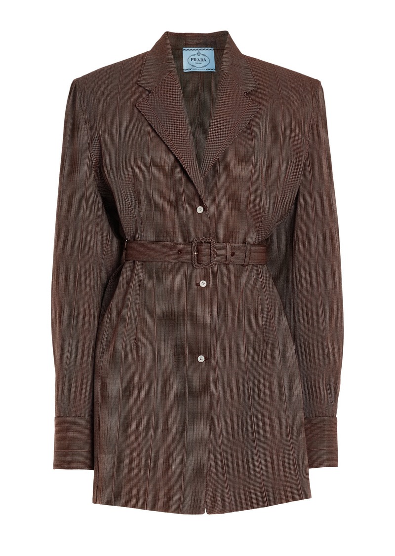 Prada - Single-Breasted Pinstriped Wool Jacket - Grey - IT 42 - Moda Operandi