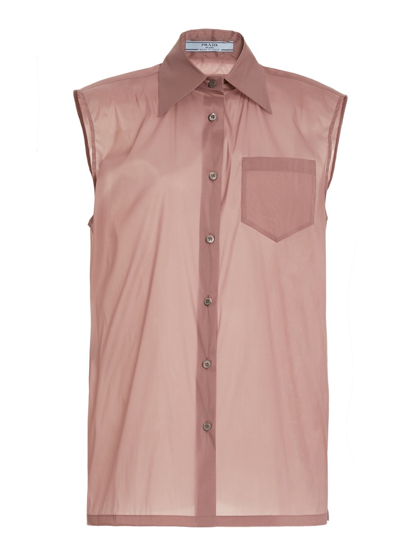 Prada - Sleeveless Silk-Blend Shirt - Purple - IT 40 - Moda Operandi