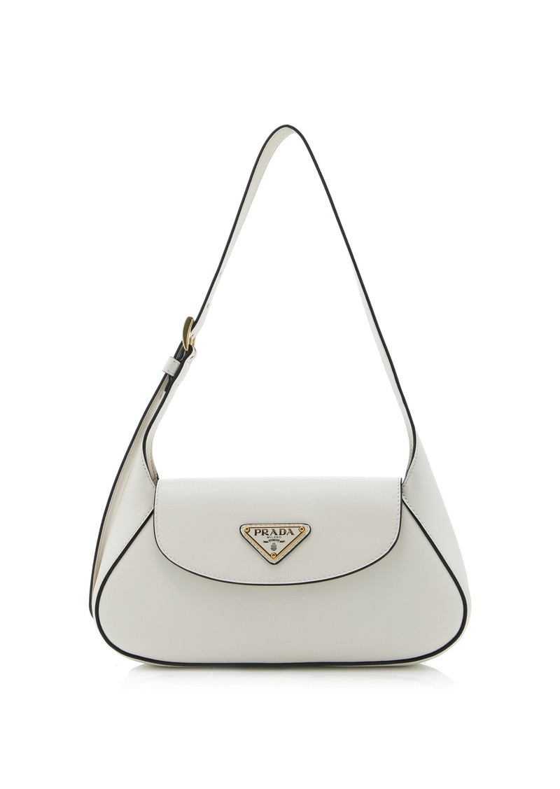 Prada - Small Leather Shoulder Bag - White - OS - Moda Operandi