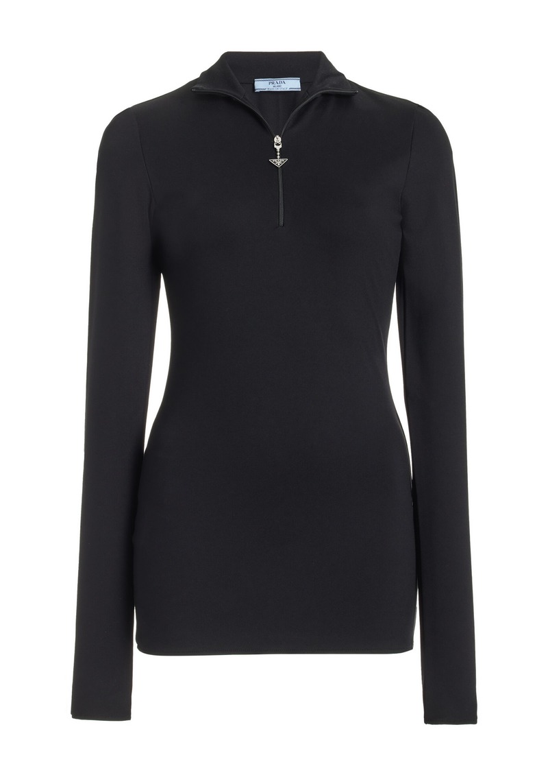 Prada - Stretch-Jersey Top - Black - IT 36 - Moda Operandi