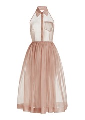 Prada - Striped Organza Midi Shirt Dress - Pink - IT 36 - Moda Operandi