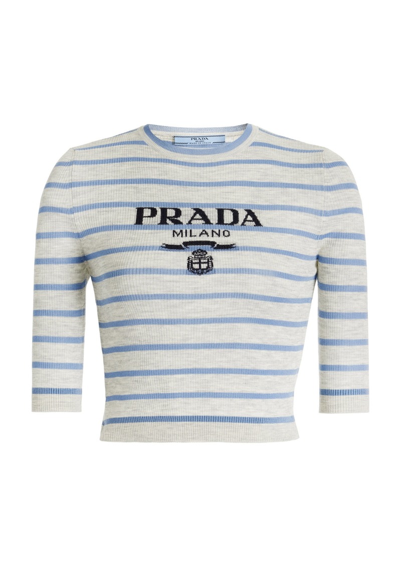 Prada - Striped Ribbed-Knit Wool Top - Stripe - IT 44 - Moda Operandi