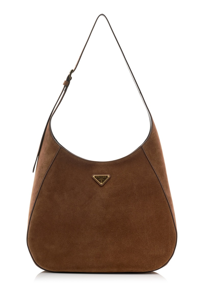 Prada - Suede Hobo Bag - Brown - OS - Moda Operandi