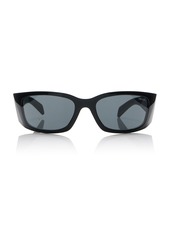 Prada - Symbole Mask-Frame Acetate Sunglasses  - White - OS - Moda Operandi