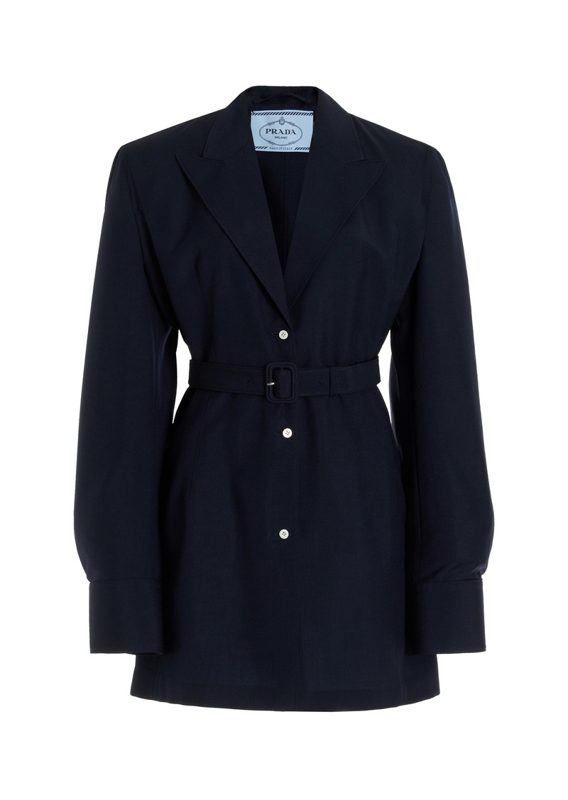 Prada - Tailored Wool Suiting Jacket - Navy - IT 42 - Moda Operandi