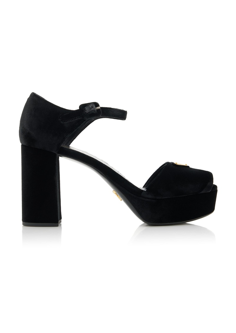 Prada - Velvet Platform Sandals - Black - IT 36.5 - Moda Operandi