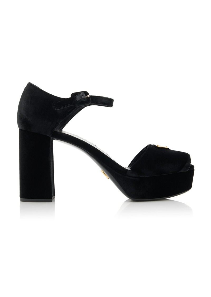 Prada - Velvet Platform Sandals - Black - IT 41 - Moda Operandi