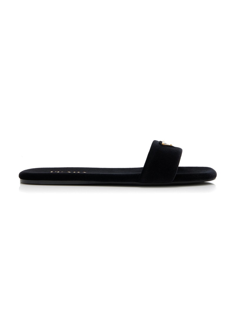 Prada - Velvet Slide Sandals - Black - IT 36.5 - Moda Operandi