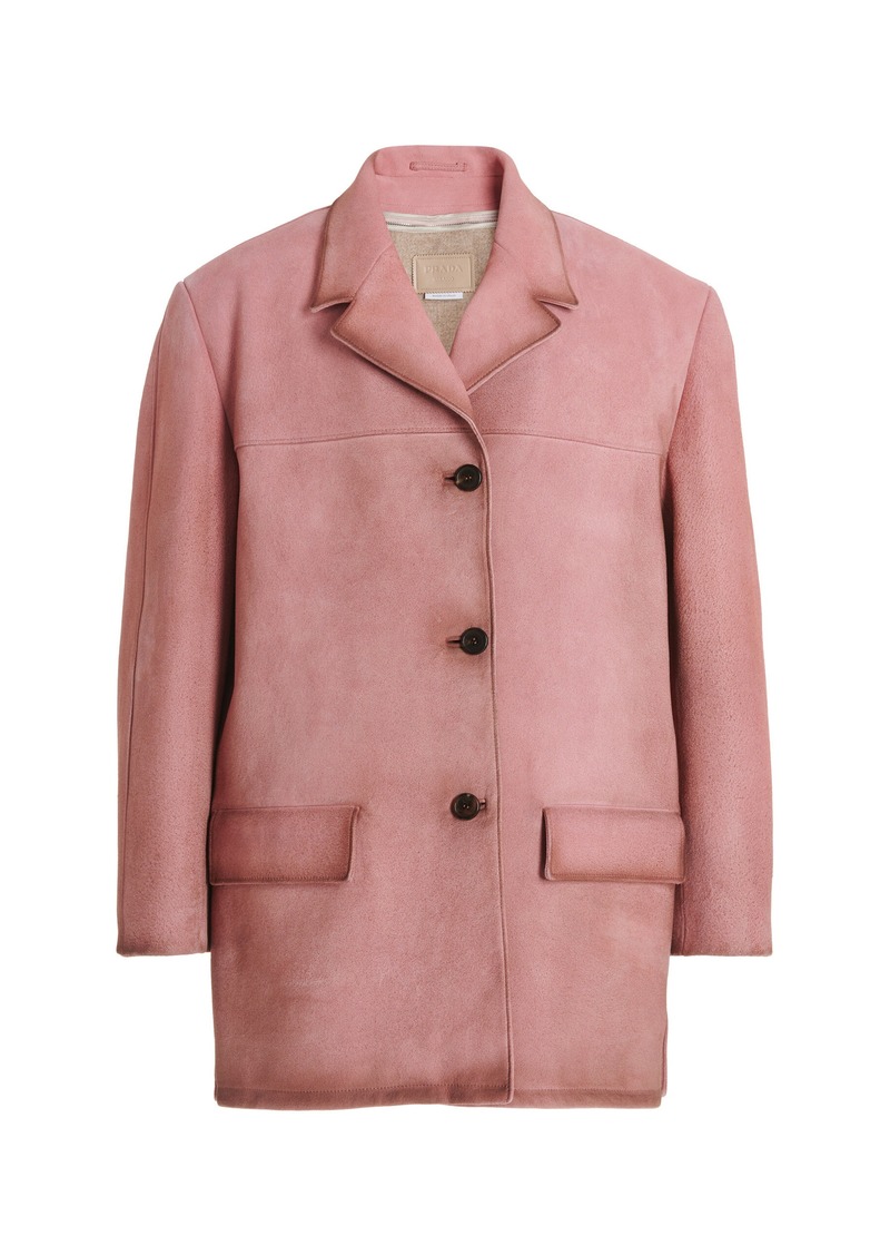 Prada - Waxed Suede Coat - Pink - IT 38 - Moda Operandi