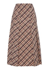 Prada - Checked Wool Midi Skirt  - Plaid - IT 40 - Moda Operandi