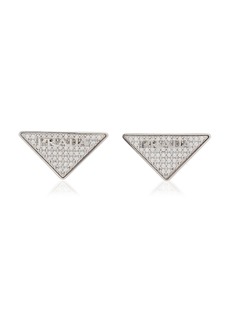 Prada - Crystal-Embellished Sterling Silver Logo Earrings - Silver - OS - Moda Operandi - Gifts For Her