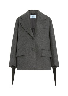 Prada - Oversized Single-Breasted Wool Jacket - Grey - IT 42 - Moda Operandi