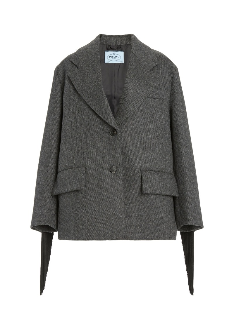 Prada - Oversized Single-Breasted Wool Jacket - Grey - IT 44 - Moda Operandi