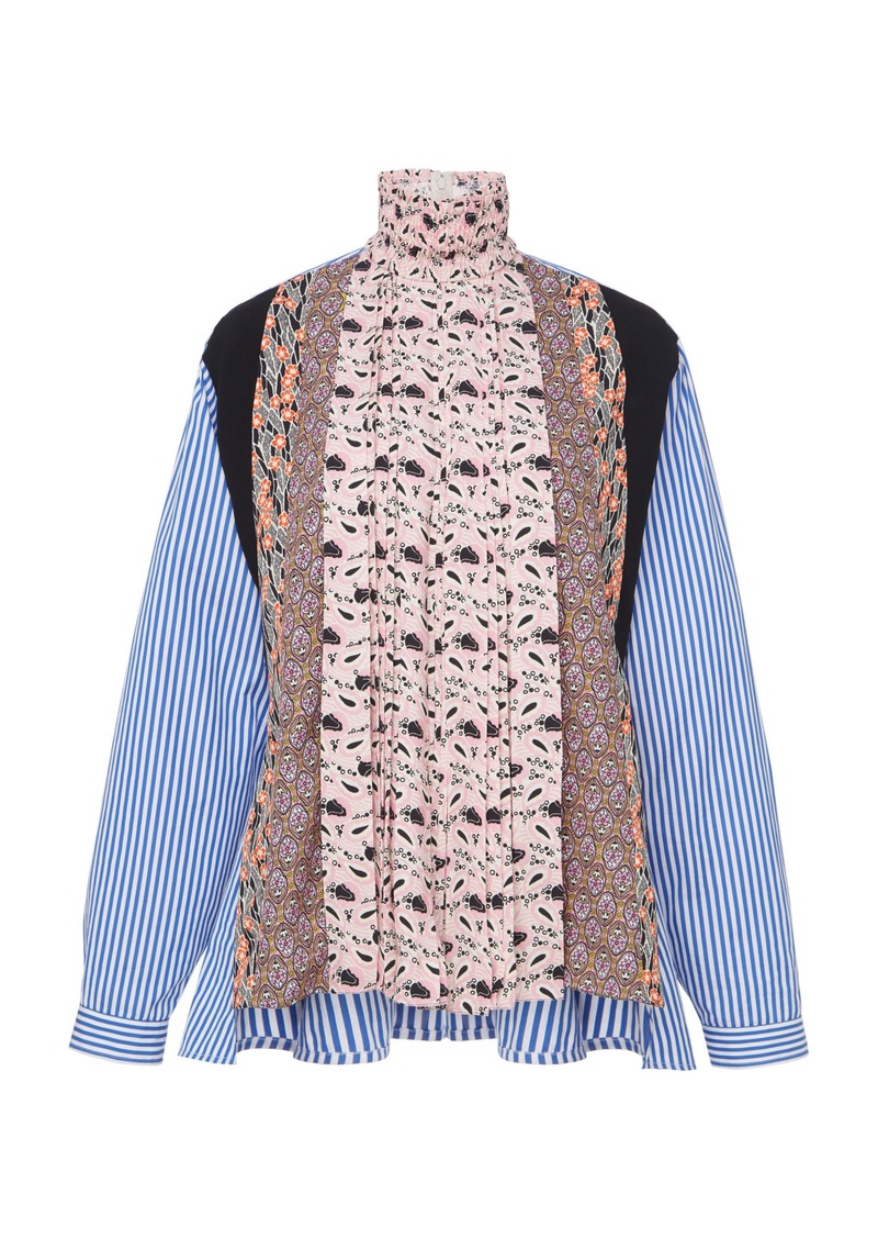 Prada - Pleated Patchwork Shirt - Print - IT 36 - Moda Operandi