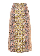 Prada - Women's Printed Pleated Satin Midi Skirt - Print - Moda Operandi