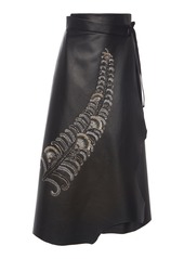 Prada - Women's Sequined Tie-Waist Leather Wrap Skirt - Black - Moda Operandi