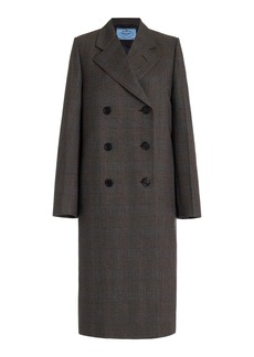 Prada - Wool Mouliné Double-Breasted Coat - Grey - IT 44 - Moda Operandi