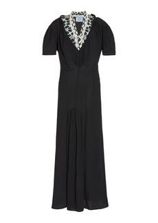 Prada - Wool-Paneled Stretch-Crepe Maxi Dress - Black - IT 40 - Moda Operandi