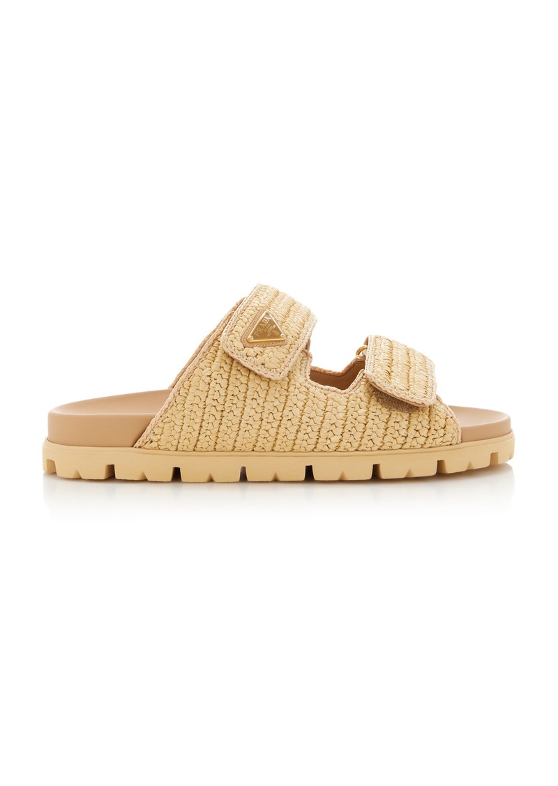 Prada - Woven Raffia Sandals - Tan - IT 37 - Moda Operandi