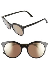 Prada 53mm Round Cat Eye Sunglasses in Black/Dark Brown Mirror Gold at Nordstrom