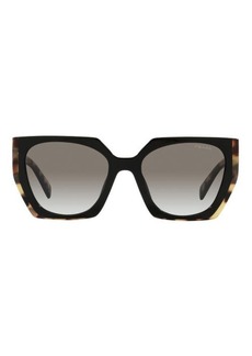 Prada 55mm Gradient Rectangular Sunglasses in Black/Tortoise/Grey Gr at Nordstrom