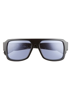 Prada 56mm Mirrored Pilot Sunglasses in Black at Nordstrom