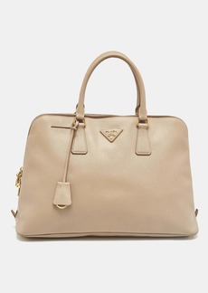 Prada Beige Saffiano Lux Leather Promenade Satchel..