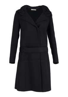 Prada Belted Coat in Black Wool
