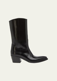 Prada Block-Heel Leather Cowboy Boots