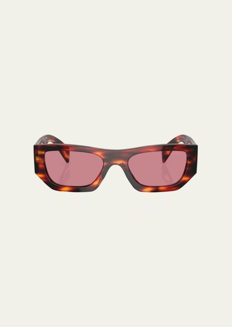 Prada Bold Acetate & Plastic Rectangle Sunglasses