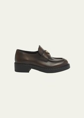 Prada Brushed Leather Chunky Slip-On Loafers