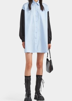 Prada Button-Down Poplin Shirtdress with Re-Nylon Sleeves