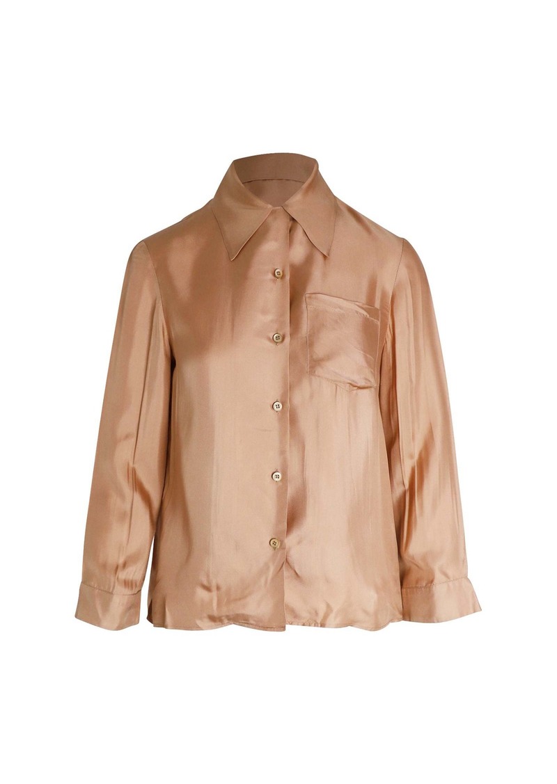 Prada Button Down Shirt in Peach Silk