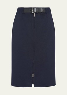 Prada Cashgora Belted Midi Skirt