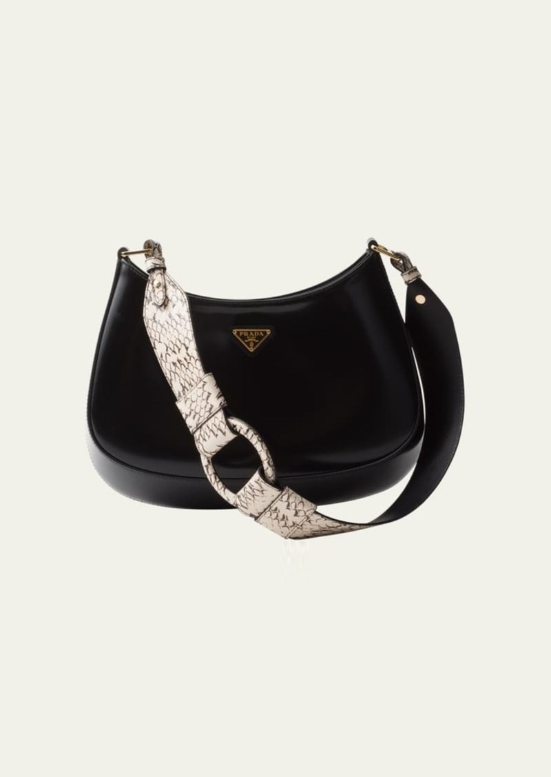 Prada Cleo Snakeskin Leather Shoulder Bag