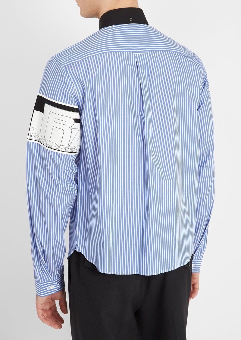 Prada Prada Comic-print striped cotton-poplin shirt | Tops