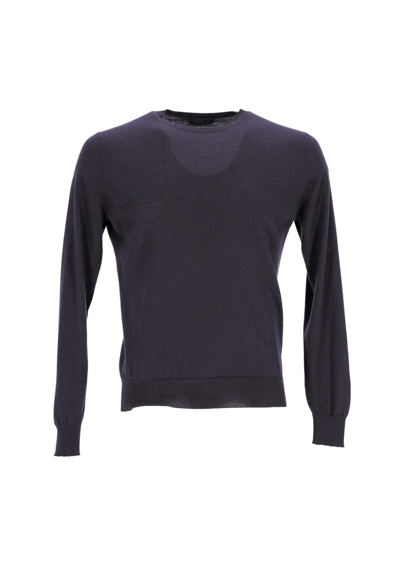 Prada Crewneck Knit Sweater in Black Cotton