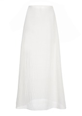 Prada Crinkled Mid-Rise Silk Midi Skirt
