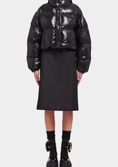 Prada Crop Drawstring Nylon Down Jacket