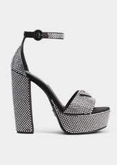 Prada Crystal Ankle-Strap Platform Sandals