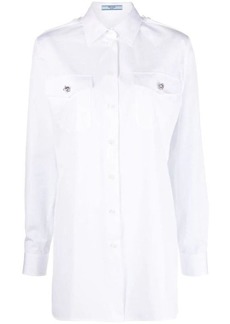 PRADA crystal-button cotton shirt