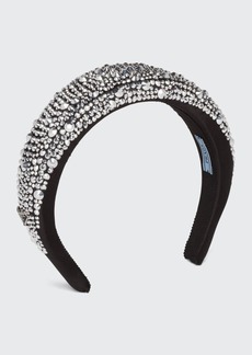 Prada Crystal Embellished Satin Headband