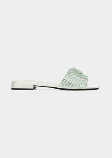 Prada Crystal Flat Slide Sandals