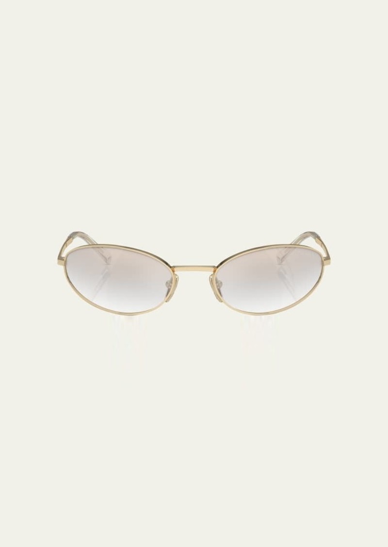 Prada Curved Mixed-Media Oval Sunglasses